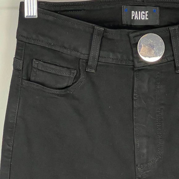 Paige High Rise Skinny Jeans Black Shadow Big Button size 26 - Picture 3 of 11
